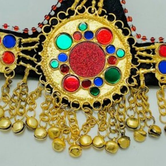 Golden Unique Matha Patti, Handmade Afghan Head Piece, Ethnic Hair Ornament, main image 9